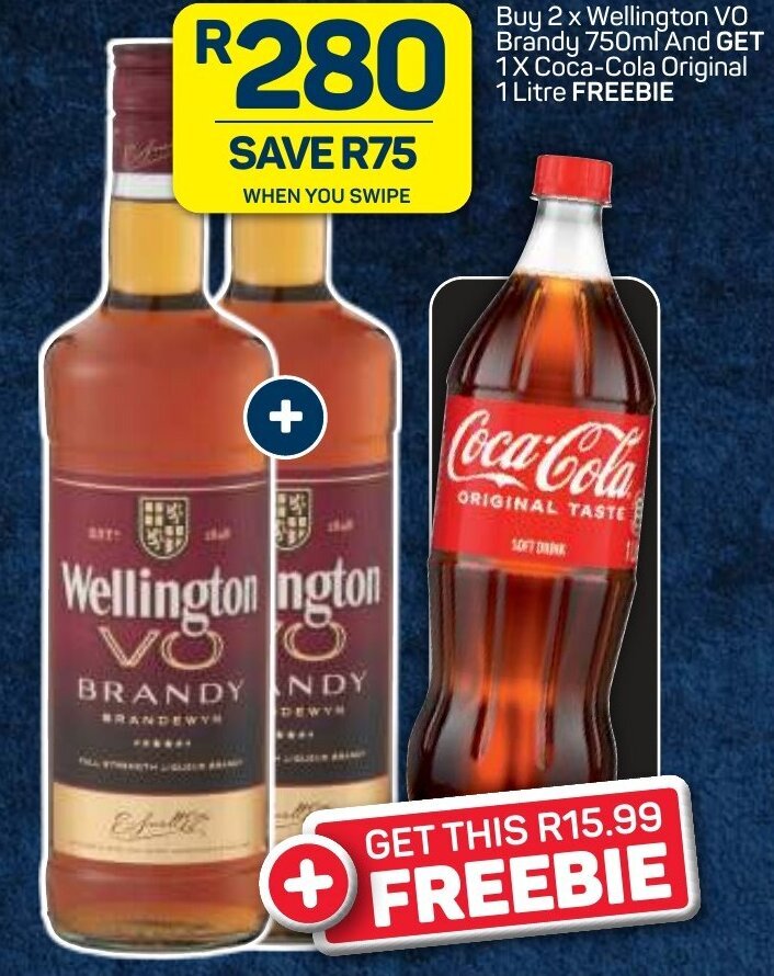 Buy 2x Wellington VO Brandy 750ml offer at Pick n Pay Liquor