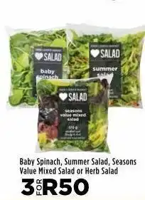 Food Lover's Market Baby spinach, summer salad, seasons value mixed salad or herb salad 3 offer