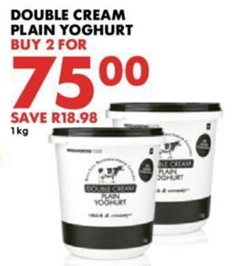 Woolworths Double Cream Plain Yoghurt 1kg offer