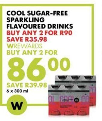 Woolworths Cool Sugar-Free Sparkling Flavoured Drinks 6 x 300ml offer