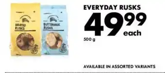 Woolworths Everyday Rusks 500g offer