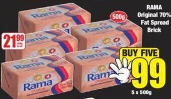 Boxer Rama Original 70% Fat Spread Brick 5 x 500g offer