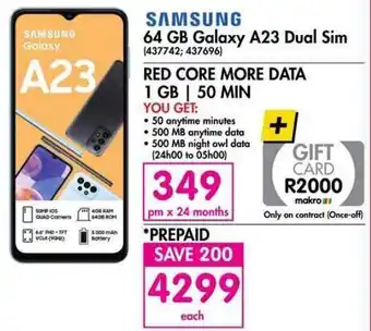 Makro Samsung 64GB Galaxy A23 Dual SIm Red Core More Data 1GB 50 Min offer