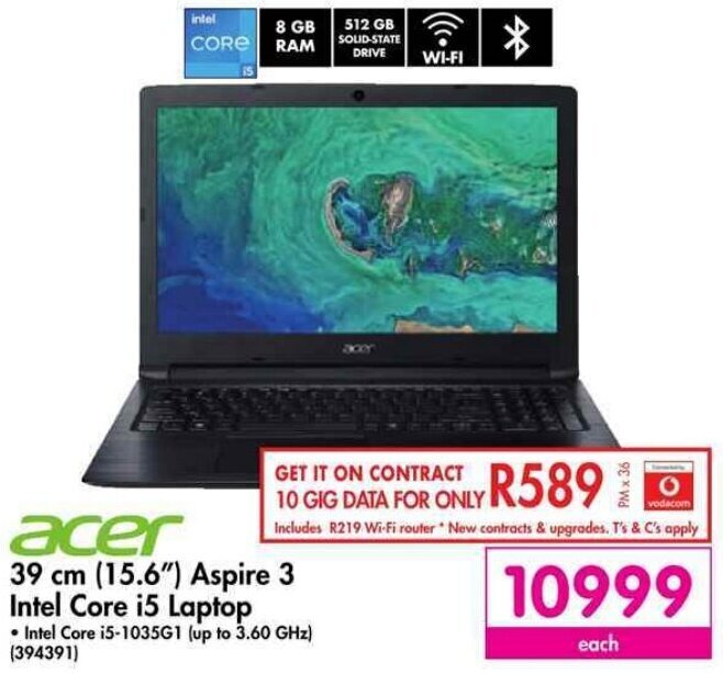 Acer 39cm 15,6" Aspire 3 Intel Core i5 Laptop offer at Makro