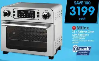 Makro Milex Airfyer Oven with Rotisserie 23L offer