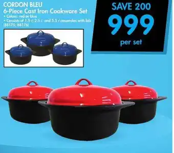 Makro Cordon Blue 6-Piece Cast Iron Cookware Set offer