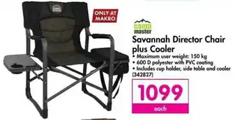 Makro Campmaster Savannah Director Chair Plus Cooler 150kg offer