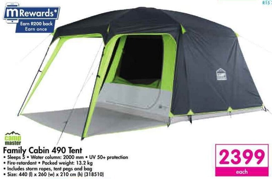 Campmaster Family Cabin 490 Tent offer at Makro