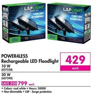 Makro Power4less Rechargeable LED Floodlight 10W offer