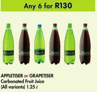 Makro Appletiser or Grapetiser Carbonated Fruit Juice 1,25L offer