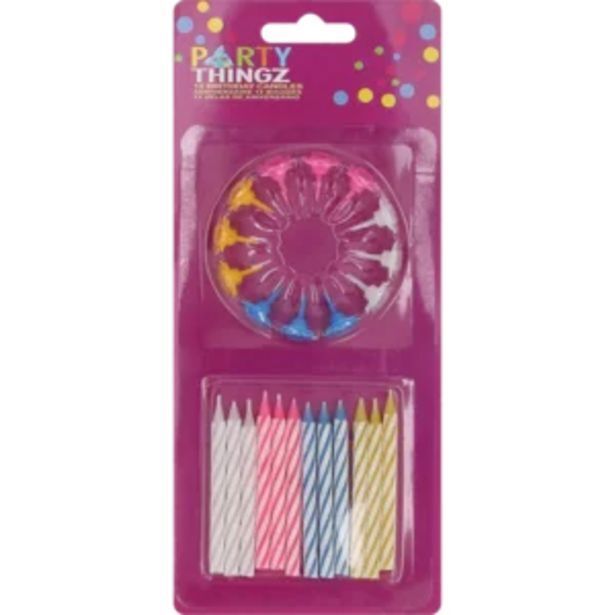 Party thingz multicoloured birthday candles & holders set 24 pack offer at Shoprite