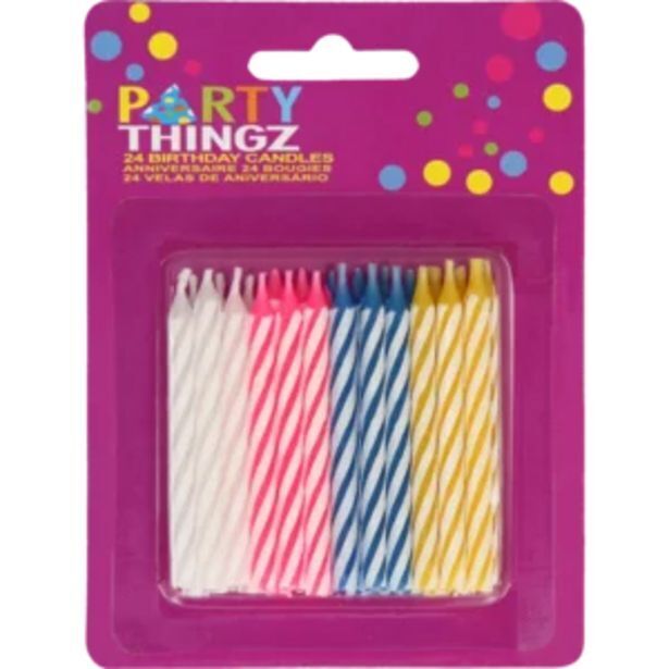 Party thingz multicoloured birthday candles 24 pack offer at Shoprite