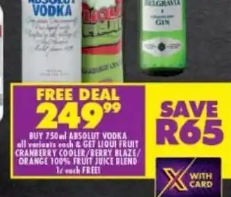 Shoprite Liquor Absolut vodka & liqui fruit juice blend offer