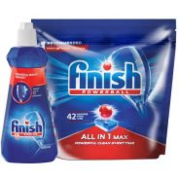 Finish auto all in one dishwashing tablets 42's + free 400mll rinse aid