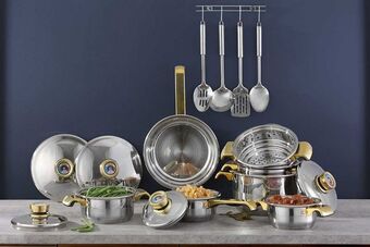 Gourmet gold 17-piece cookware set