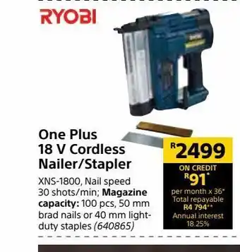One plus 18 v cordless nailer/stapler