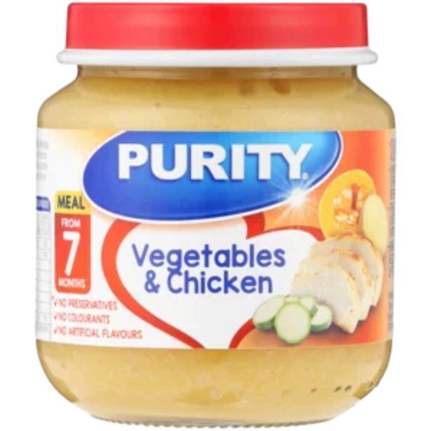 Purity vegetables & chicken baby food 125ml offer at Shoprite