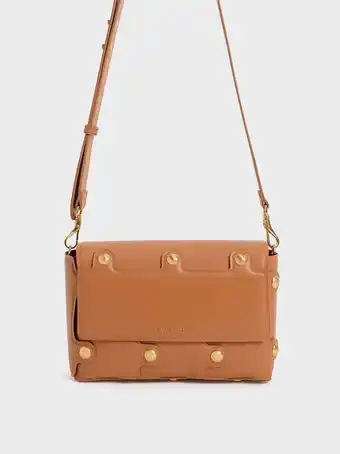 Charles & Keith Studded shoulder bag - cognac offer