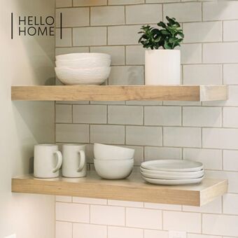 2x trendy lite oak floating shelves
