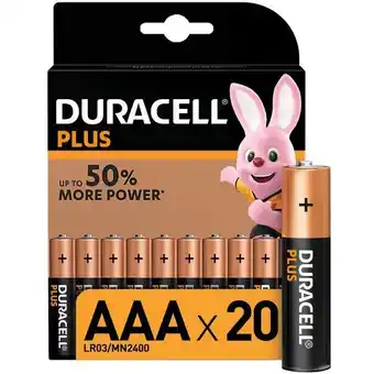 Takealot Duracell plus aaa alkaline batteries, 1.5v lr03 mn2400 - 20 pack offer