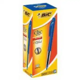 Bic clic medium ballpoint pens blue box of 20