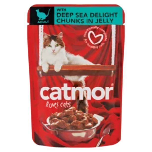 Catmor adult cat food with deep sea delight chunks in jelly pouch 85g