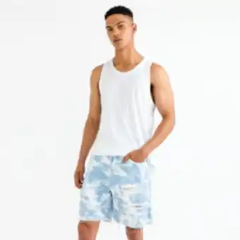 Men's blue denim rip & repair shorts