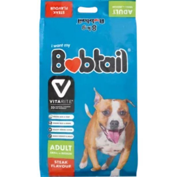 Bobtail steak flavoured small/medium dog food 8kg offer at Shoprite