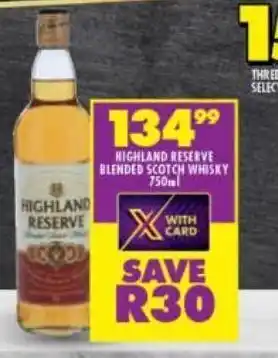 Shoprite Highland reserve blended scotch whisky offer