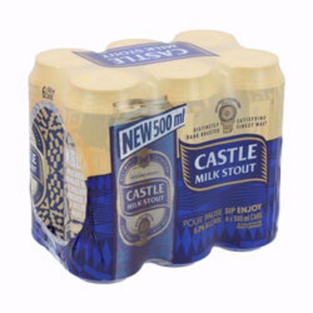 Castle milk stout can (6 x 500ml) offer at Liquor City