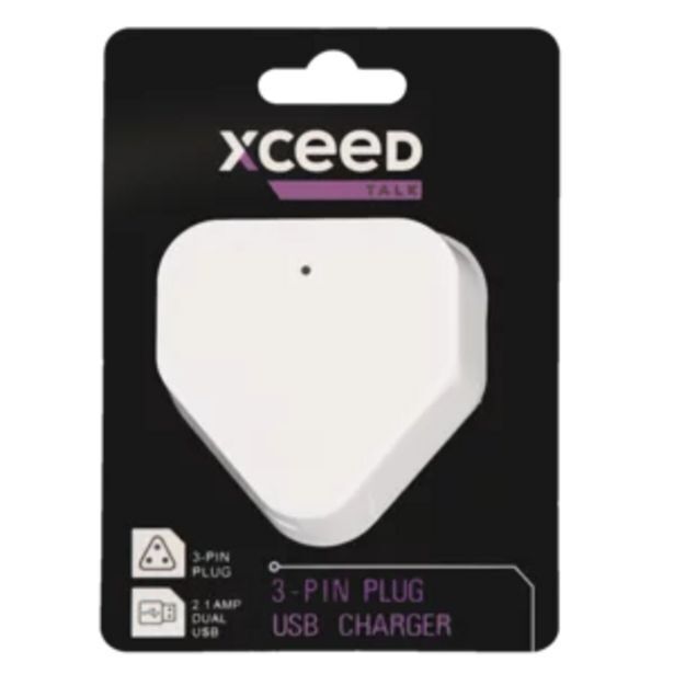 xceed talk dual usb 3-pin plug charger