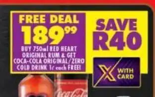Shoprite Liquor Red heart rum & coca-cola cold drink offer