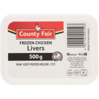 County fair frozen chicken livers 500g