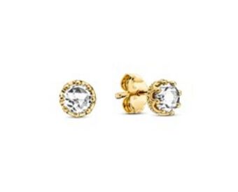 Clear sparkling crown stud earrings