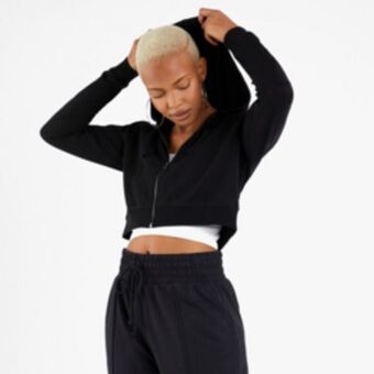 The FIX Women's black hooded sweat top with zip up closure offer