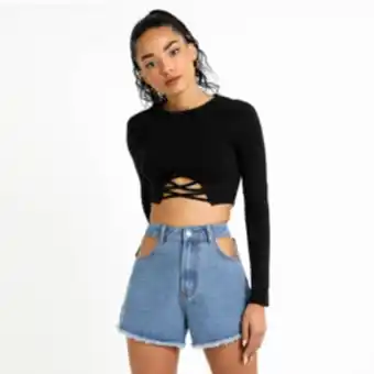 Women's cut-out denim shorts