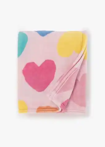 Kids heart coral fleece throw 150x130cm