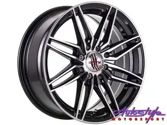 14″ a-line coral 4/100 & 4/114 black machine face alloy wheels