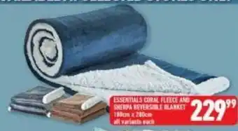 Shoprite Essentials coral fleece and sherpa blanket offer