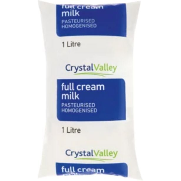 Crystal valley fresh full cream milk sachet 1l offer at Shoprite