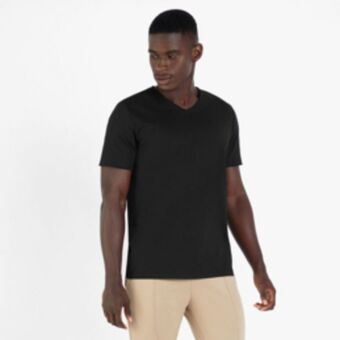 Mkm black raw edge cross over v-neck t-shirt
