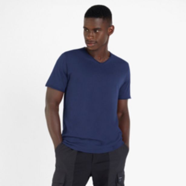 Mkm navy raw edge cross over v-neck t 