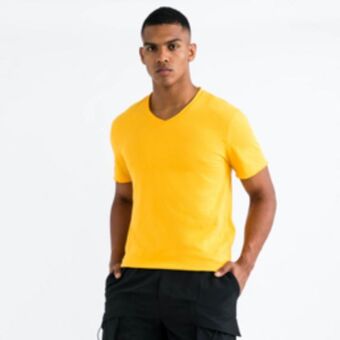 Markham Mkm mustard raw edge cross over v-neck t-shirt offer