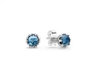 Blue sparkling crown stud earrings