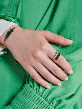 Swarovski® crystal embellished wrap ring - green