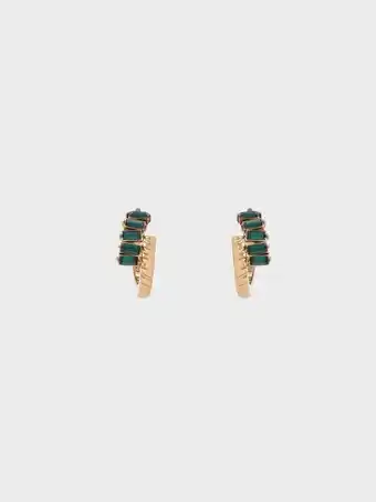 Swarovski® crystal embellished huggie hoop earrings - green
