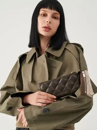 Charles & Keith Danika quilted long wallet - dark moss offer