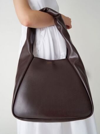 Willow twist handle large hobo bag - dark oak