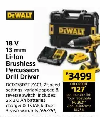 Builders Express 18 v 13 mm li-ion brushless percussion drill driver offer