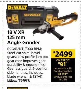 Builders Express 18 v xr 125mm angle grinder offer